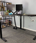 Vwine Vj301 L Shaped Electric Height Adjustable Standing Corner Desk Frame With Triple Motor Steel Base and Digital Memory Keypad in home office.