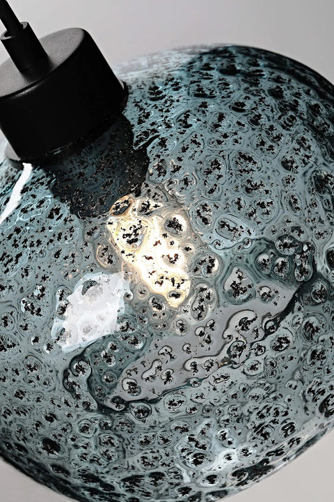 Textured glass detail of Hand Blown Glass Pendant Light For Kitchen Island And Dining Areas With Adjustable Nylon Cord