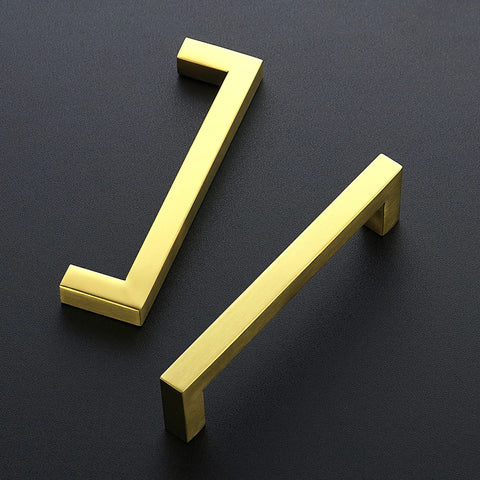 30 Pack 5 Inch Stainless Steel Cabinet Handles Square Cabinet Pulls Brushed Brass Hardware For Kitchen Cabinets
