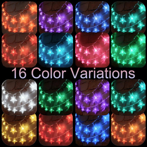 Star String Lights 20Ft Battery Operated Color Changing Fairy Lights With 40 LEDs Remote Control Indoor Outdoor Display