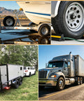 Road Ready Trailer Bearing Rebuild Kit Designed For 2000 To 2200 Pound Axles with boat on trailer and truck images.