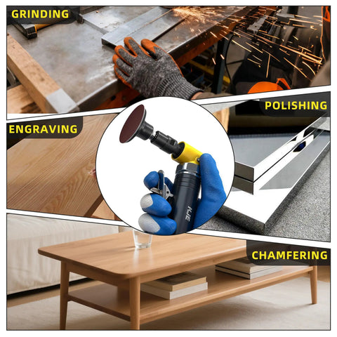 Heavy Duty Pneumatic Die Grinder Kit for grinding, polishing, and engraving on metal and wood surfaces.