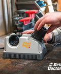 High Speed Portable Drill Bit Sharpener For Standard Twist Bits 3/32 To 3/4 Inch Adjustable Angle workshop tool in use.