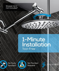 9.5 Inch Rain Shower Head With High Pressure And Full Body Coverage Anti Clog Silicone Nozzles Easy Install No Leaks Rust Resistant