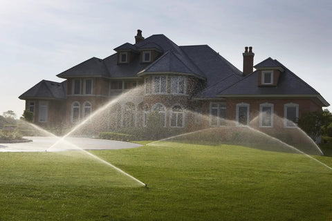 Adjustable Six Inch Pop Up Rotor Sprinkler Head For Lawns And Yards, 50 To 360 Degree Arc, water lawn outside large house