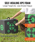 Person using All-Side 16x18 Archery Target Block for Outdoor Practice, Portable Bow Target with carry handle on grass