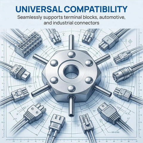 Universal compatibility chart with connectors and Six Pin Terminal Extraction Tool For DT DTP Molex Delphi AMP Connectors.