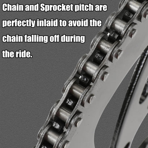 Close-up of 35 Chain For Mini Bike With Chain Breaker 140 Links Fits Coleman CT100U sprocket alignment