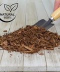 Pile of All Natural Pine Bark Mulch Nuggets for indoor and outdoor pots and planters, 30 quarts small chips for drainage and moisture retention.