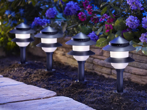 10 Lights Low Voltage Landscape Lighting Kit With Dusk To Dawn Photocell 12V 4W Incandescent White Pathway And Step Lighting For Patio Walkway And Garden For Curb Appeal Easy Install