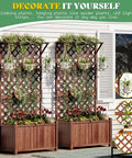 Raised Garden Bed With Trellis For Veggies And Climbing Plants, Durable Natural Wood Planter Box With Drainage Holes