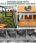 Large Backyard Wooden Chicken Coop With Run For Four To Six Chickens Outdoor Hen House With Ventilation Window