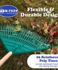 Extra Wide 24 Inch Leaf And Lawn Rake With 48 Inch Hardwood Handle For Quick Yard Cleanup, Heavy-Duty Poly Head With 26 Reinforced Tines