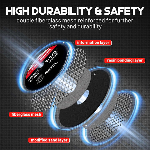 EZARC 1.5-in cut-off wheel for rotary tools, fiberglass reinforced, 1/8-in thick; includes mandrels, 32-pack