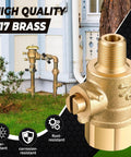 Two Pack 1/8 Inch Male To 1/4 Inch Female Test Cock Kit With Brass Body and PTFE Sealant Tape shown in outdoor sprinkler setup