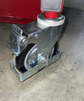 Full Size Manual Hand Winch Work Positioner Lift Truck For Warehouse steel frame with polyurethane caster detail.