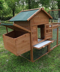 80 Inch Two Tier Chicken Coop With Nest Box Run And Ramp, Indoor Outdoor Poultry House For 2 To 4 Chickens in garden setting