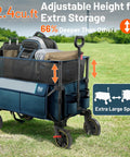 Side view of Beefy 350L Extra Large Collapsible Folding Wagon With Brake For Camping carrying camping gear on grass