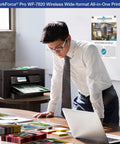 Super Sleek Wireless All In One Wide Format Inkjet Printer Dropping Ridiculously Crisp 13x19 Prints With Nifty Heat Free Tech For Hustlers And Studio Projects in a modern office setting.