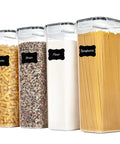 4 Pack 2.8L Airtight Food Storage Containers With Lids, BPA Free Kitchen Canisters For Pasta, Grain, Flour, and Spaghetti