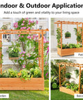 Raised Garden Bed With Arch Trellis For Outdoor Climbing Vines, Wood Planter Box With Hanging Roof and Side Trellises, Above Ground Elevated Garden Bed installed in garden, patio and balcony.