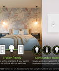 Slick Z Wave Long Range Dimmer Switch With Classic Toggle Design For Effortless Smart Home Control Compatible With Alexa And Google Assistants For No Sweat Diy Installation in a modern bedroom setting.