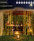 Solar Curtain Lights 7.9 Feet By 6 Feet With 144 LEDs Outdoor Waterproof Fairy String Lights For Gazebo