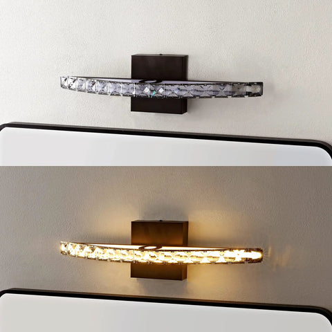 Oil Rubbed Bronze 18 Inch 1 Light Vanity Light With Integrated LED, Modern Boho Industrial Wall Sconce For Bathroom, glam Crystal Prism, Dimmable