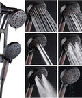 High Pressure 48-Mode Luxury 3-Way Shower System With Adjustable Extension Arm, Dual Rain and Handheld Heads, Oil Rubbed Bronze