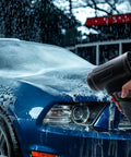 Cordless Car Dryer Air Blower 680 CFM Jet Turbo Fan used on blue car during wash, highlighting touchless drying