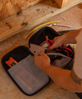 Heavy Duty Utility Tool Organizer With Hard Shell Protection Flexible Brown Case For Cables Power Banks Earbuds And Small Workshop Gear Built For The Daily Grind No Sweat Storage Solution with tools inside.