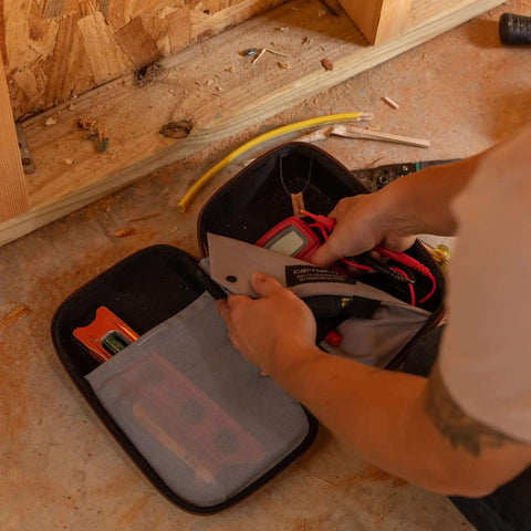 Heavy Duty Utility Tool Organizer With Hard Shell Protection Flexible Brown Case For Cables Power Banks Earbuds And Small Workshop Gear Built For The Daily Grind No Sweat Storage Solution with tools inside.