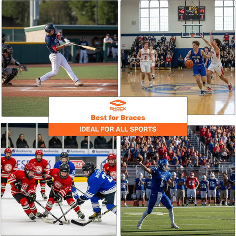 Brace Friendly Mouth Guard For Sports With Braces Full Upper Teeth Protection For Hockey Lacrosse Football Baseball use