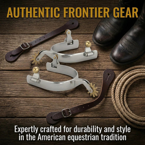 Two Piece Horse Spurs Set For Cowboy Boots With Adjustable Leather Spur Straps Western Equestrian Riding Spurs For Men And Women