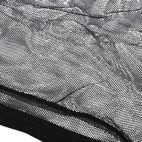 Close-up of Double Layer Car Ceiling Cargo Net For SUV Truck Van, Roof Storage Organizer, black polyester mesh fabric detail.