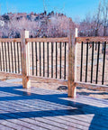 Wooden deck with Aluminum Grooved Porch Railing Balusters For Deck And Staircase Nearly 30 Inch Long With Flat Straight Face Mount