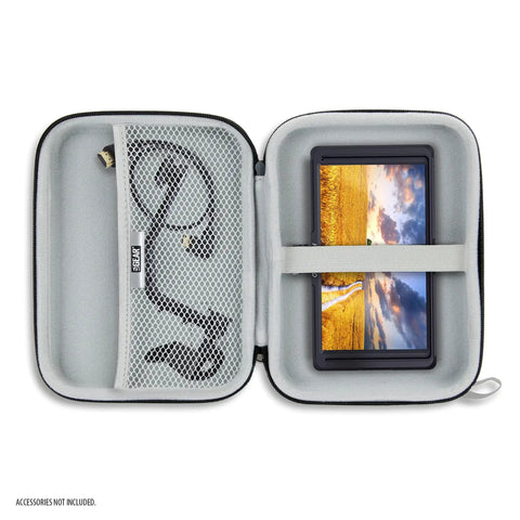 Rugged 7.5 Inch Camera Field Monitor Hard Shell Case With Scratch Resistant Interior holding a monitor and cables.