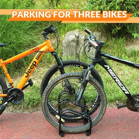 Durable Bike Floor Stand For Garage Parking And Storage, Fits 22-28 Inch Wheels, Stable Floor Rack for two mountain bikes