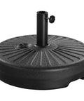 Rock Solid Heavy Duty Round Umbrella Base 85.7 Pound Water And Sand Filled Patio Stand With Steel Holder, black, side view