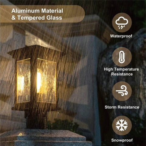Outdoor Post Light Built To Last Weatherproof Lantern With Oil Rubbed Bronze Finish Tempered Seeded Glass Durable Aluminum Build