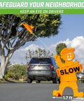 Kids At Play Street Safety Sign With High Visibility Neon Orange Design, All Weather Durability, Includes Warning Flag To Slow Down Drivers And Keep Pedestrians Safe