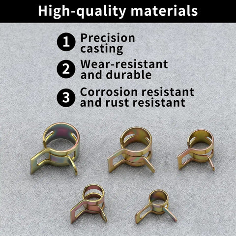 152 Piece Fuel Line Clamp Kit With Spring Clamps And Hose Clips For Silicone Vacuum Hoses Air Tubes And Water Pipes Durable Metal