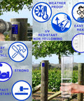 Rugged Outdoor Rain Gauge With 6 Inch Capacity For Yard Or Fence Post Mount Built Tough Weatherproof Construction Easy Install Dual Scale Inches And Millimeters For Quick Accurate Rain Readings mounted on fence post