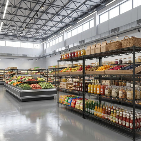 4-Tier Heavy Duty Wire Shelving Unit For Warehouse And Supermarket With Double Capacity And Space Saving Design Industrial Steel Shelving Measures 45.3W X 63H X 17.7D Easy Assembly with products in store
