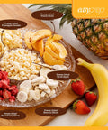 Fruit Fest Freeze Dried Fruit Variety Kit with bananas, apples, strawberries, peaches, pineapple on a plate for easy prep.