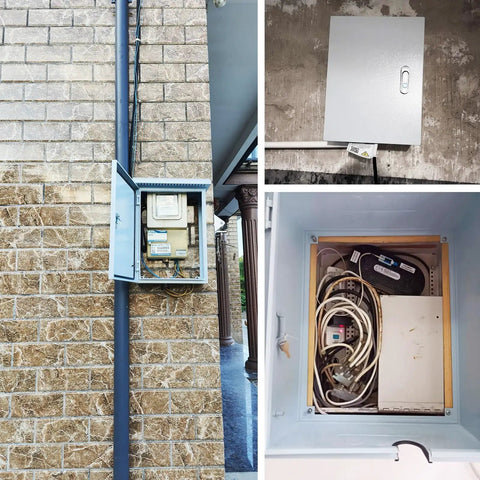 Wall Mounted Electrical Junction Box Lockable Steel Enclosure All Weather And Dustproof Outdoor And Indoor Distribution Box With Outlet Hole 31.5 W X 39.38 H X 9.83 D Tough As Nails Heavy Duty Metal Housing installed on wall