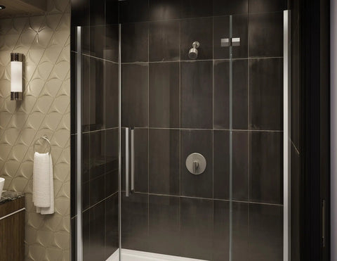 Dia 3-Spray 3-Inch Fixed Showerhead Satin Nickel Finish For A Spa Worthy Shower 2.5 GPM Flow in modern bathroom setting