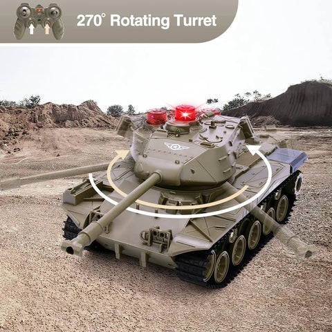 Remote Control Tank For Kids With Lights And Realistic Battle Sounds, Programmable M41A3 Army Tank displaying 270° turret rotation