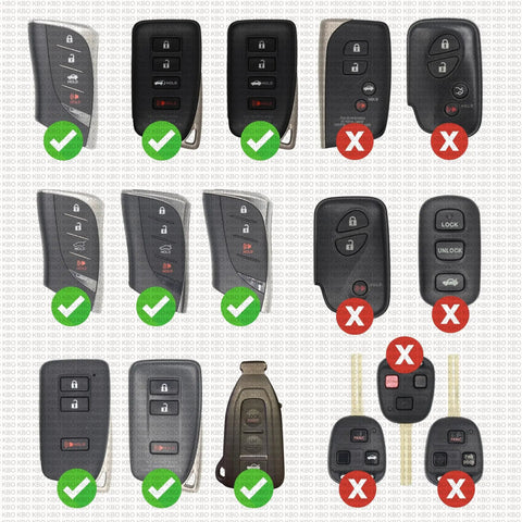 Various Lexus key fobs indicating compatibility for Two Pack CR2032 Key Fob Batteries For Lexus Remote Replacement Kit With OEM Quality Cells