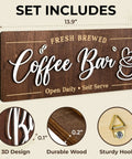Cozy Coffee Bar Wall Sign For Kitchen And Cafe Decor Vintage Farmhouse Cafe Sign with 3D design on durable wood, 14x5.6 inches